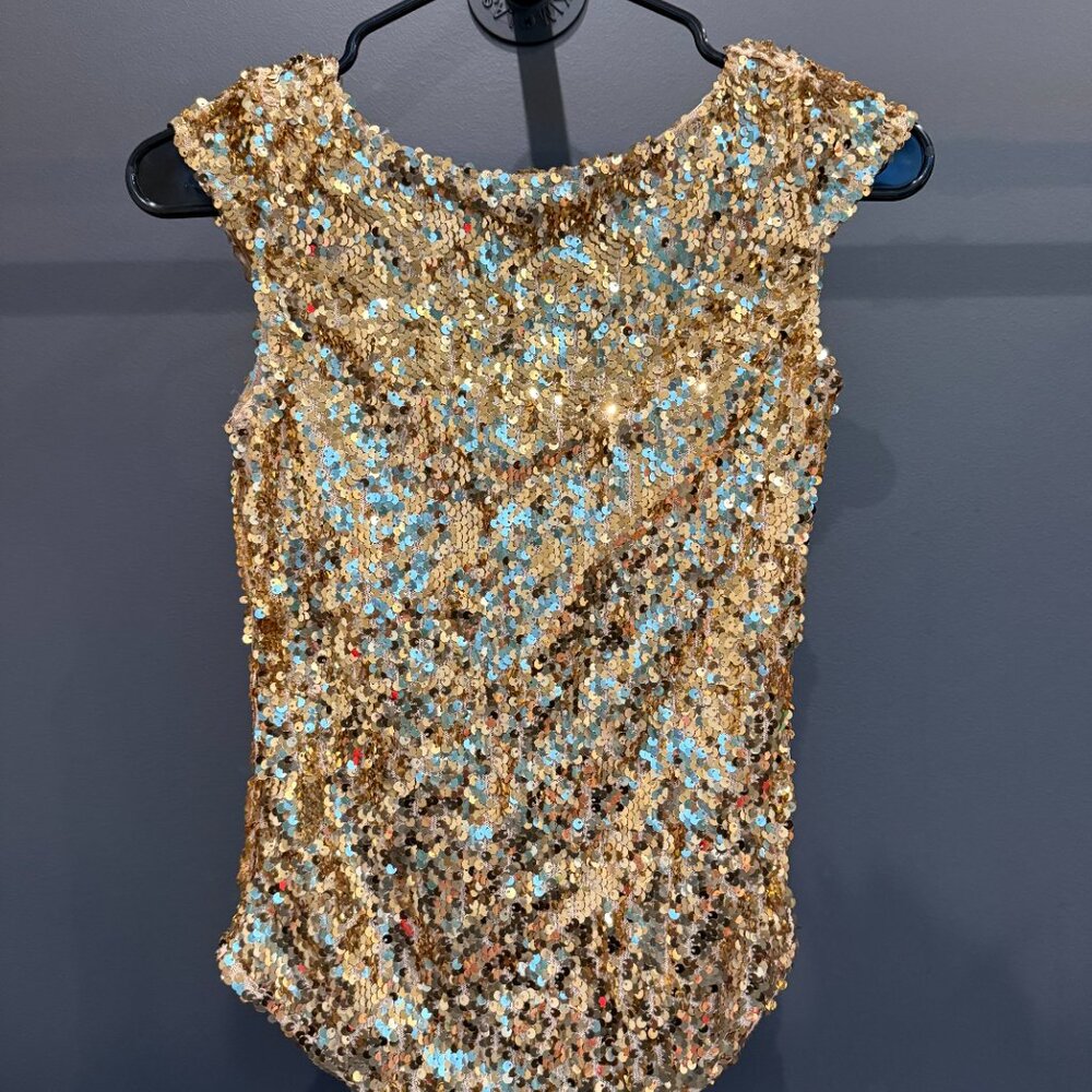 Free People Late Last Night Tee, Gold Sequin